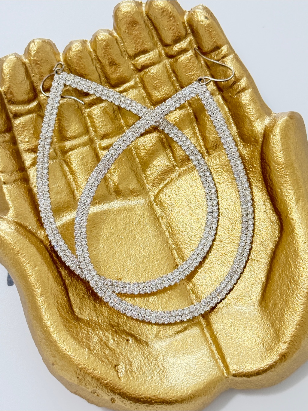 New Rhinestone Pear Shaped Hoop Earrings, Gorgeous